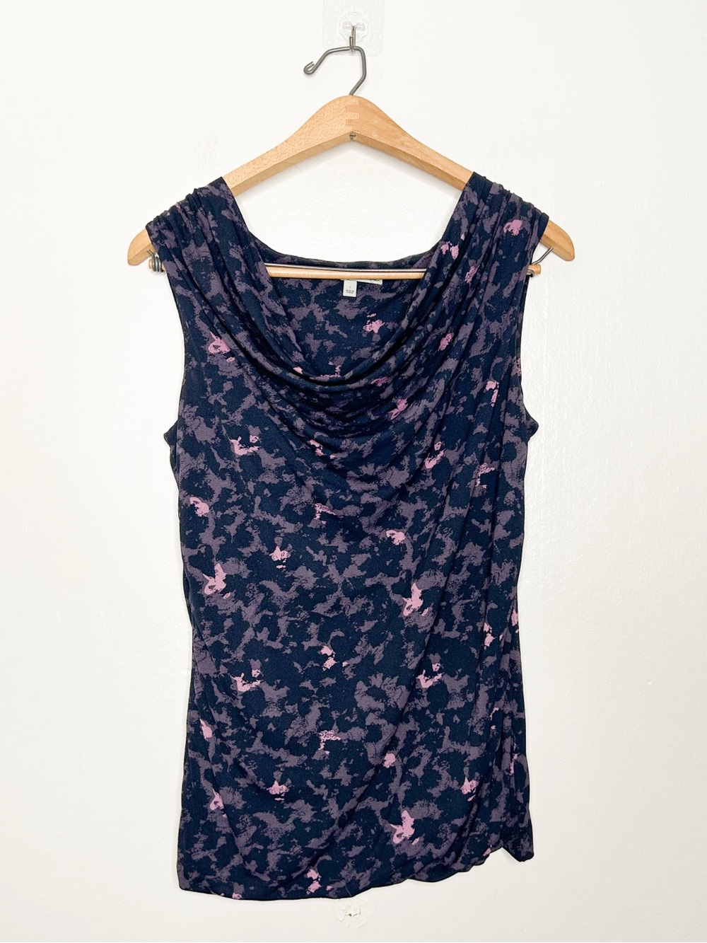 Halogen Nordstrom 2000's Scoop Neck Purple Printed Sleeveless Blouse Large L